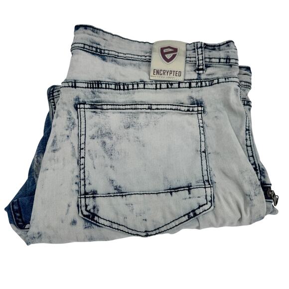 Encrypted Jeans Mens 42 (42x31 ACTUAL) Bleached Distressed Skinny Fit Denim - Picture 1 of 9